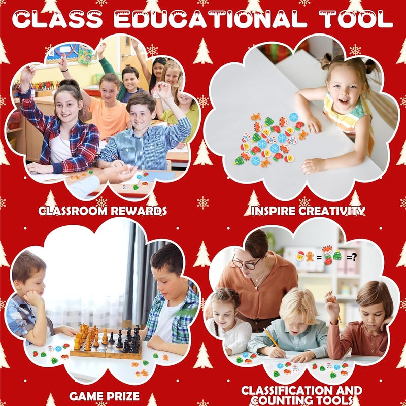 Wolpark 42 pcs Christmas Erasers for Kids Bulk Large Cute Snowflake Christmas Tree Pencils Erasers Novelty Desk Pets for Xmas Classroom Rewards Winter Kids Prizes Party Favors Goodie Bag Stuffers - Image 4